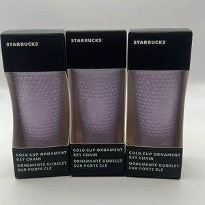 Statbucks studded white keychains